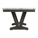 Everdeen - Dining Table With White Faux Marble Top - Charcoal