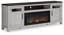Darborn - 88" TV Stand With Electric Infrared Fireplace Insert - Gray / Brown