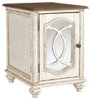 Realyn - Chair Side End Table - Insert Mirror - White / Brown