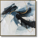 Midnight Drift - 33" x 33" Framed Wall Art - Black / Blue