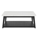 Vida - Marble Cocktail Table With Casters - Black / White