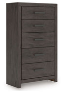 Prendonea - Five Drawer Chest - Charcoal