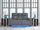 Studio Cave - Power Reclining Loveseat with Console - Steel