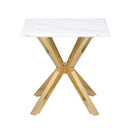 Visalia - Faux Marble Top Stainless Steel End Table - Gold