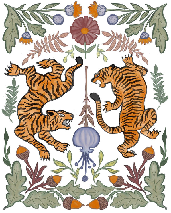 Tiger Duo By Elizabeth Medley (Small) - Orange