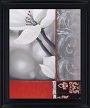 Crimson Petal Fusion - 28" x 34" Framed Wall Art