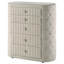 Sonya - 5-Drawer Upholstered Bedroom Chest Of Drawers - Ivory