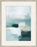 "Tranquil Horizons II" Framed Canvas Under Acrylic - Teal / Gray / Ivory
