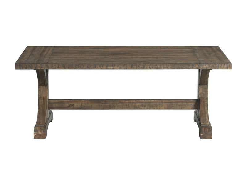 Finn - 3 Piece Accent Trestle Table Set-Coffee Table & Two End Tables - Dark Walnut
