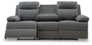 Side-Swipe Reclining Sofa with Drop Down Table