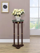 Edite - Round Marble Top Accent Side Table - Merlot