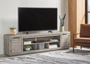Naydell - 92" TV Stand with Wide Fireplace Insert - Gray