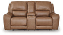 DeepWakes - Power Reclining Loveseat / Console / Adjustable Headrest - Caramel