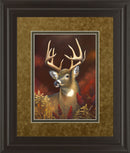 Deer Portrait By Leo Stans Double Matted - Framed Print Wall Art - Red