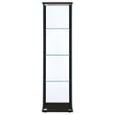 Cyclamen - 4-Shelf Clear Glass Curio Display Cabinet - Black