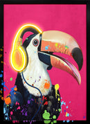 Neon Toucan Groove - 21" x 29" Framed Wall Art