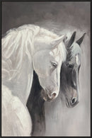 "Equine Serenity" Hand-Embellished Canvas In Frame - Gray / White / Black