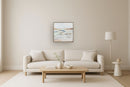 "Serene Horizons I" Hand-Embellished Canvas In Frame - White / Orange / Blue