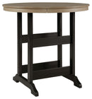 Fairen Trail - Round Bar Table w/Umb OPT - Black / Driftwood