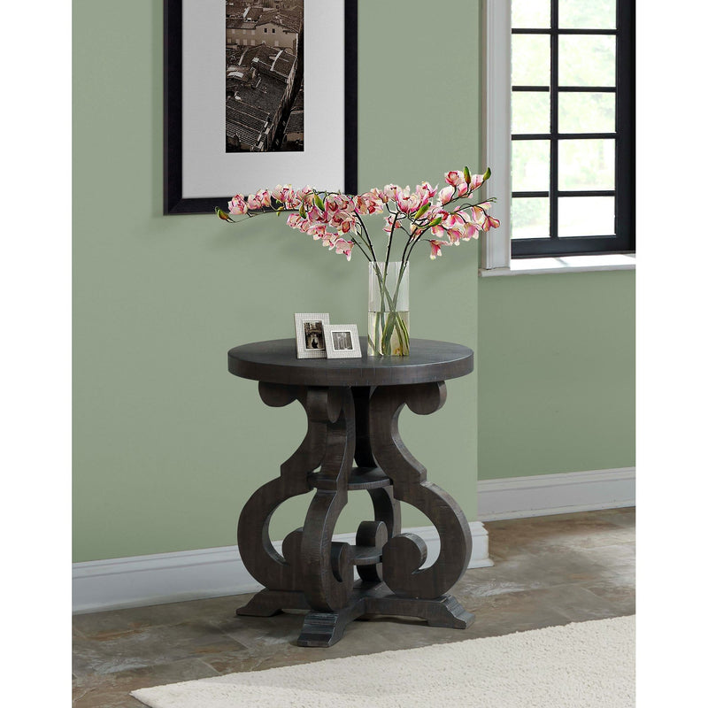 Stone - End Table With PU Base - Dark Walnut