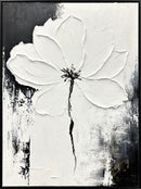 "Monochrome Blossom" Hand-Painted Canvas In Frame - Black / White