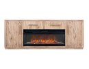White Balam Wall Unit, TV Stand 80" with Electric Fireplace Insert