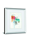 Abstract Skyline I By Courtney Prahl Mirrored Frame - Red