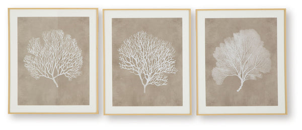 Hendridge - Taupe / White - Wall Art Set (Set of 3)