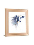 Watercolor Blue Cow By Patricia Pinto - Framed Print Wall Art - Blue