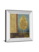 Azure Leaf By Viola Lee - Mirror Framed Print Wall Art - Bronze