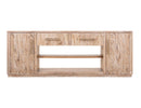 White Balam Wall Unit, TV Stand 80" with Electric Fireplace Insert