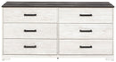 Shawburn - Six Drawer Dresser - Pewter-tone pulls - White / Black / Gray