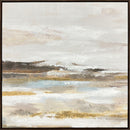 "Tranquil Horizon I" Hand-Embellished Canvas In Frame - Cream / Light Blue / Brown