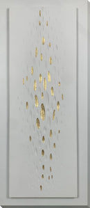 "Golden Drops" Hand-Painted Wrapped Canvas - White / Gold