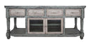 Aruba 70" TV Stand in Sky Blue Finish, w/4 white drawers and 2 white doors