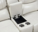 Steve Silver Laurel Leather Dual Power Reclining Console Loveseat in Ivory