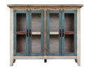 Antique Multicolor 50" Console w/4 Glass Doors, Multi-Color Finish