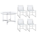 Keeling - 5 Piece Round Glass Top Acrylic Dining Set - Chrome