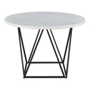 Steve Silver Ramona White Marble Top Round Dining Table in Deep Bronze