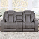 Daniel - Triple Power Leather Theater Loveseat - Gray