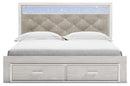 Altyra - King Upholstered Storage Bed - White