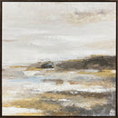 "Tranquil Horizon II" Hand-Embellished Canvas In Frame - Earthy Tones / Blue