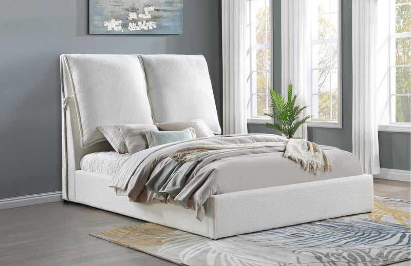 Gwendoline Upholstered Platform Bed with Pillow Headboard White - Austin's Furniture Depot (Austin,TX)