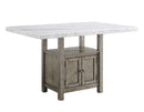 Steve Silver Grayson White Marble Counter Storage Table in Driftwood