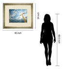 Cross In The Sky By Viadischern - Framed Photo Print Wall Art - Blue