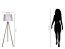 "Luxe Tripod Elegance" Faux Leather Wrap Floor Lamp - Greige / Soft Gold