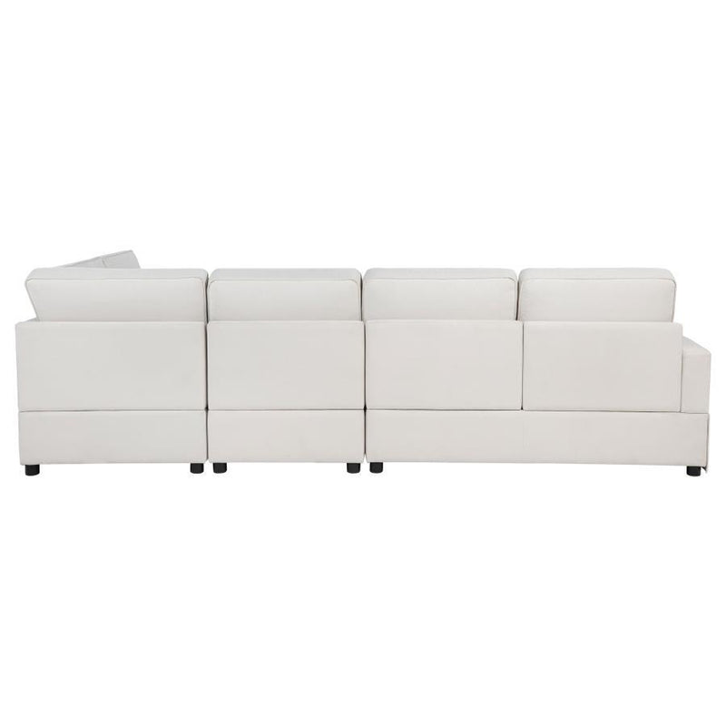 Delmar - Velvet Upholstered Sectional Sofa Skirted Base - Latte