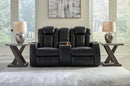 Caveman Den - Power Reclining Loveseat with Console/ Adj Hdrst - Midnight