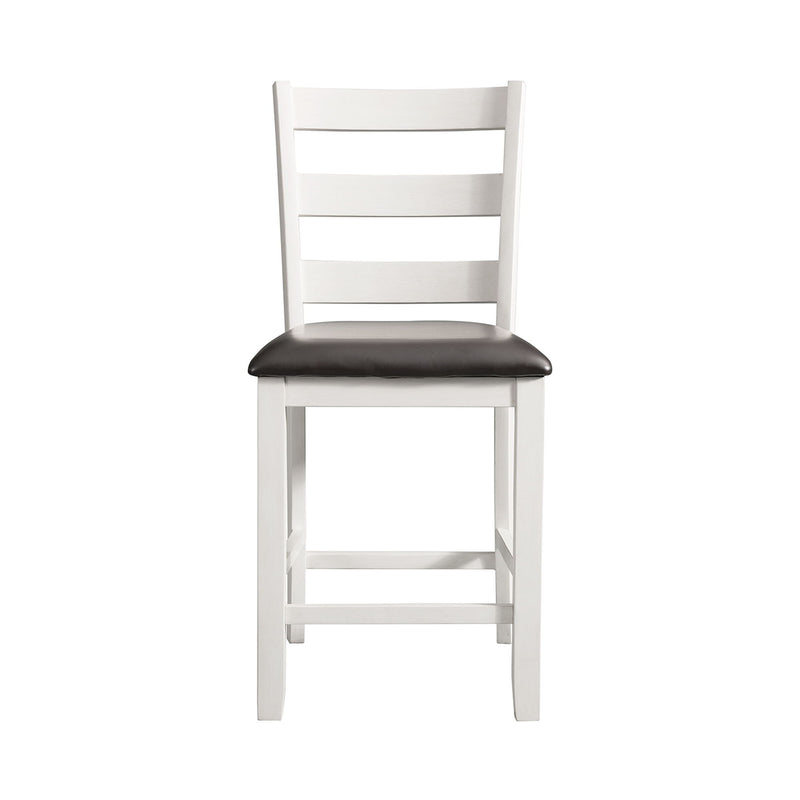 Martin - Counter Side Chair With Black PU (Set of 2) - White Finish