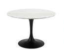 Steve Silver Colfax Round White Marble Top Dining Table in Black